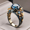 Azure Bloom Crystal Flower Ring