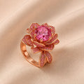 Exquisite Pink Floral Ring