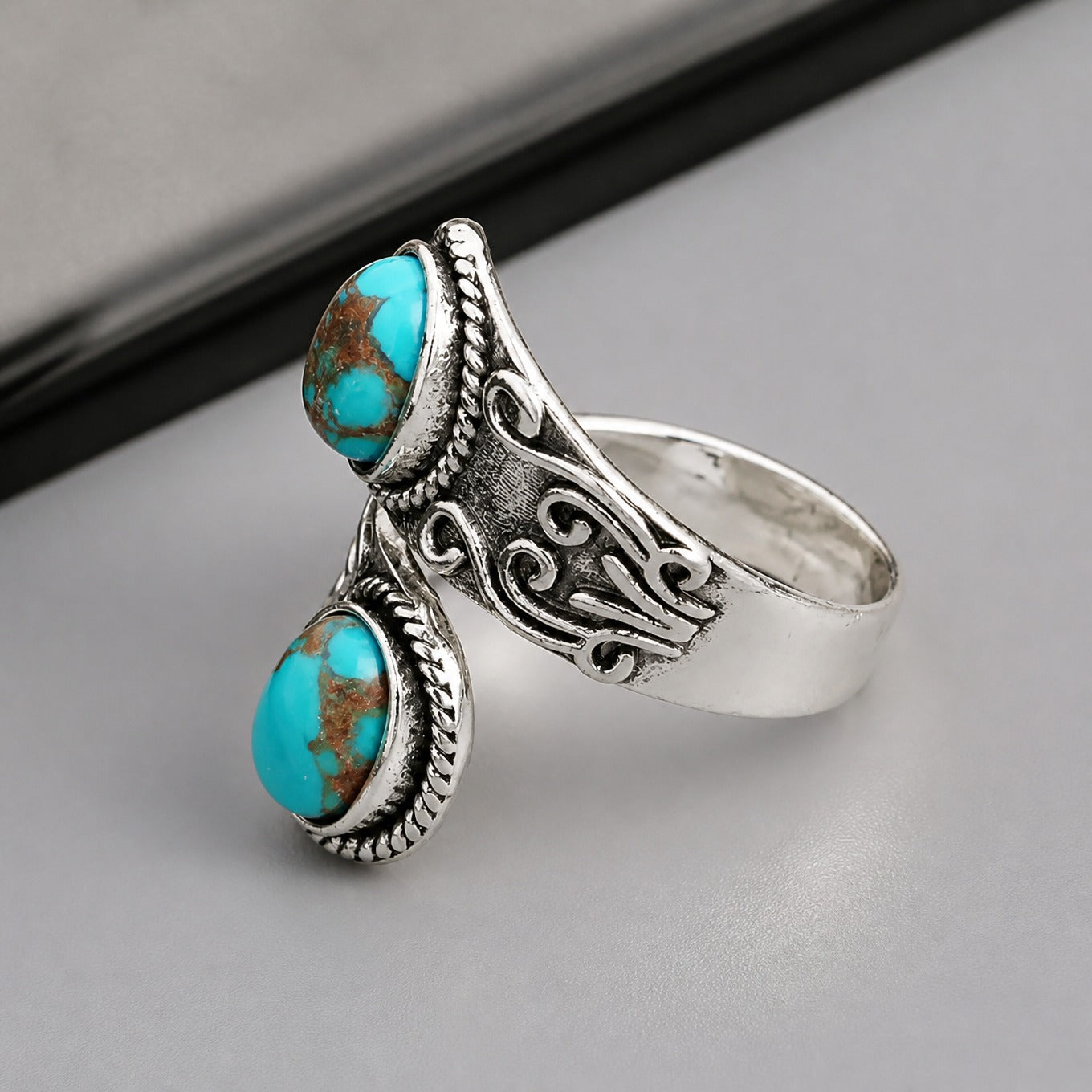 Vintage Silver Turquoise Cross Ring