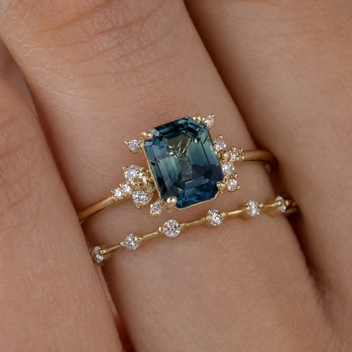 Crystal Blue Shine Ring Set